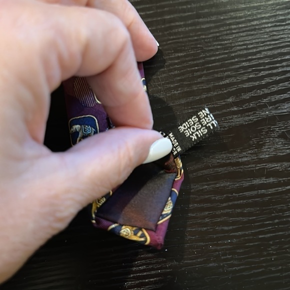 Lanvin Paris Elephant Print Silk Tie Burgundy Navy Gold - Picture 6 of 9